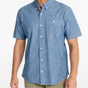 L.L.Bean Men's Chambray Shirt, Sz L Untucked Fit, Short-Sleeve  like new
